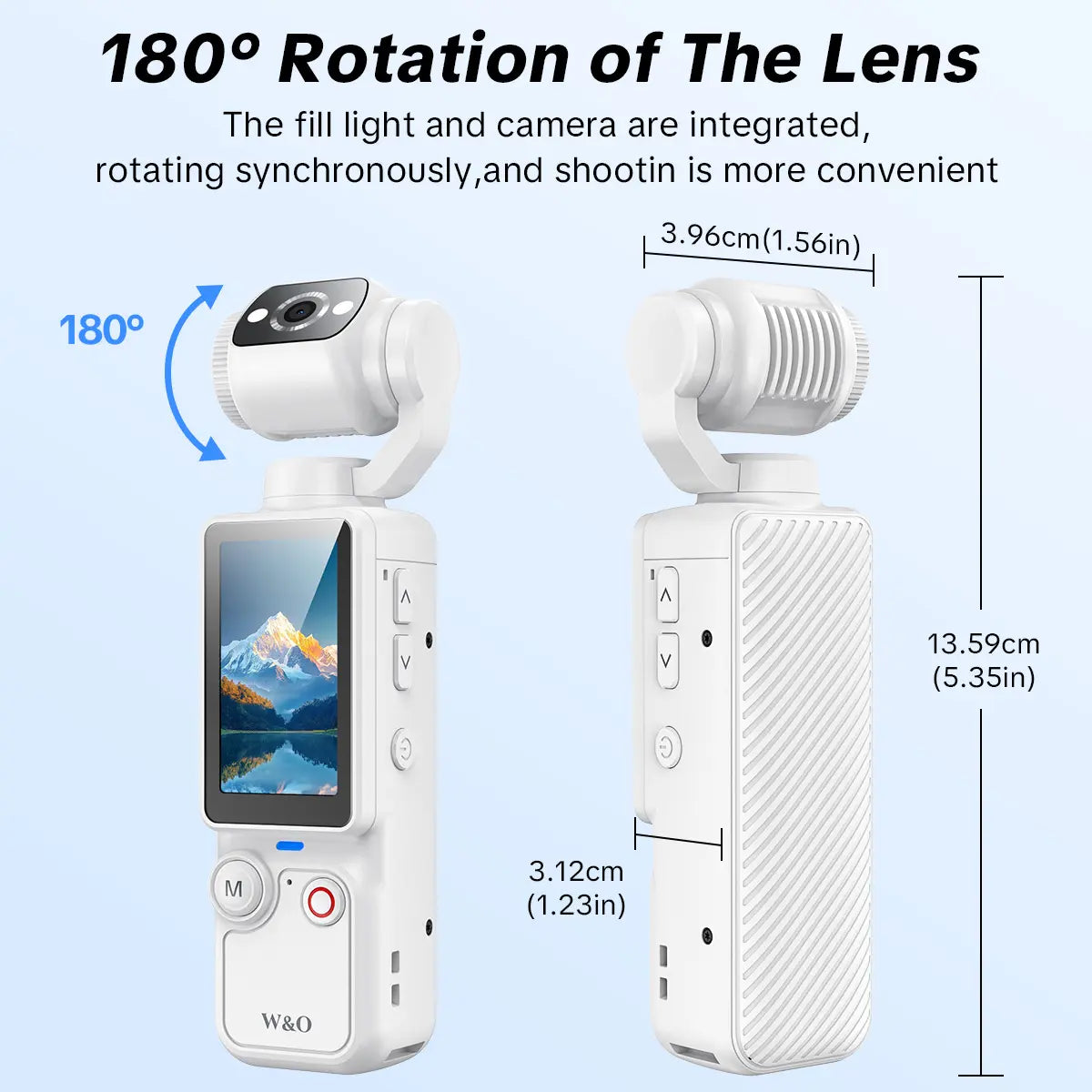 Q7 Rotating Lens 2.5K 100 MP Action Video Camera with Memory Card, White