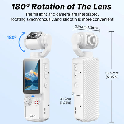 Q7 Rotating Lens 2.5K 100 MP Action Video Camera with Memory Card, White